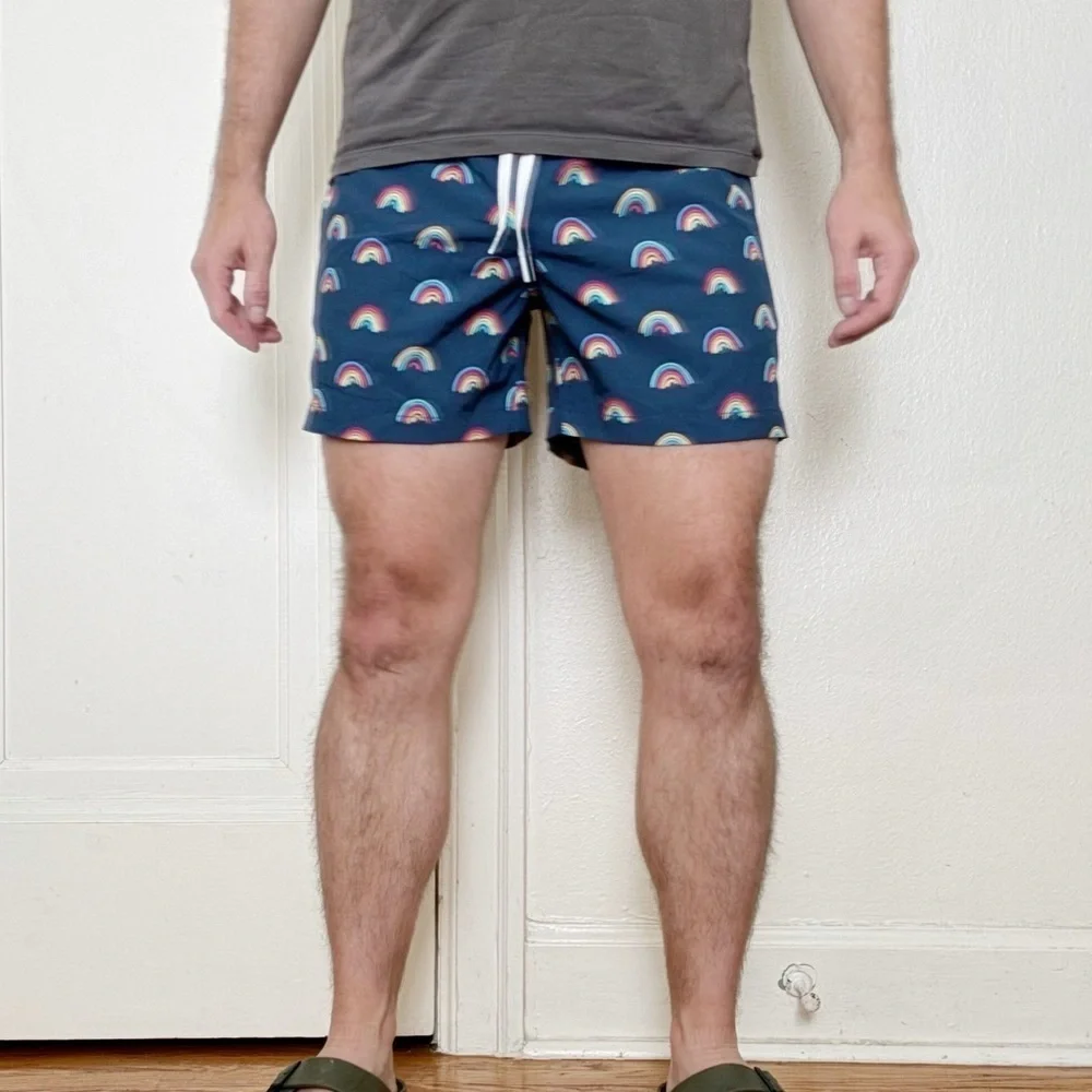 Chubbies Men’s 5.5” The Rainbow Roads Swim Trunk Size Small Blue NWOT